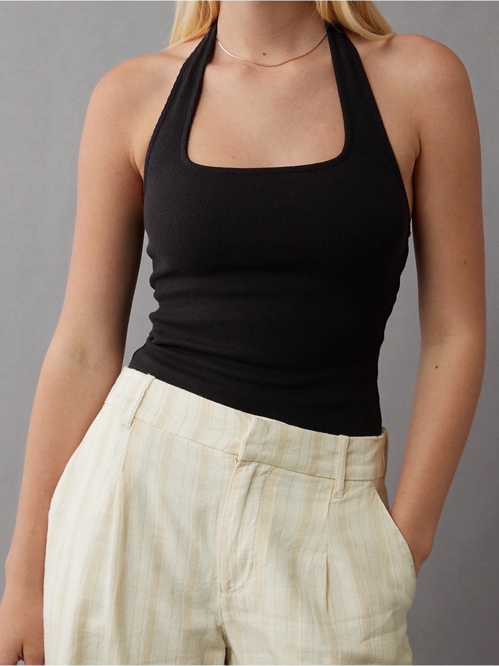 AE Main Squeeze Square Neck Halter Bodysuit